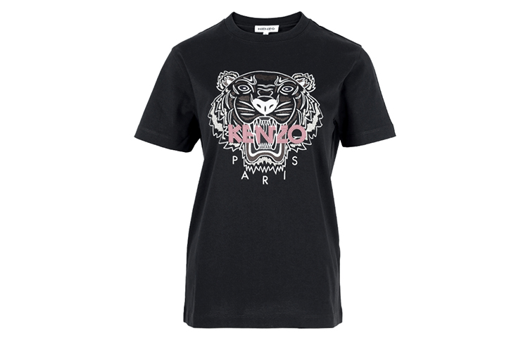 (Women) KENZO SS21 Black Tiger Embroidered Short Sleeve T-Shirt 2TS9124YE-99