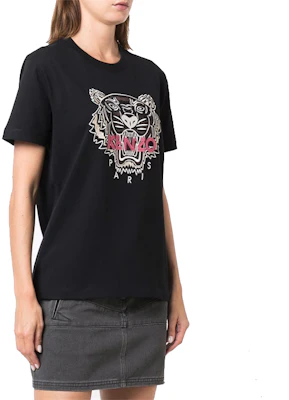 (Women) KENZO SS21 Black Tiger Embroidered Short Sleeve T-Shirt 2TS9124YE-99 Sizing (Women) KENZO SS21 Black Tiger Embroidered Short Sleeve T-Shirt 2TS9124YE-99