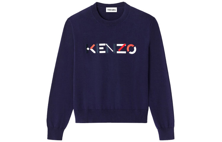 Order (W) KENZO SS21 藍色刺繡Logo針織圓領長袖衫 FB52PU5413LA-76