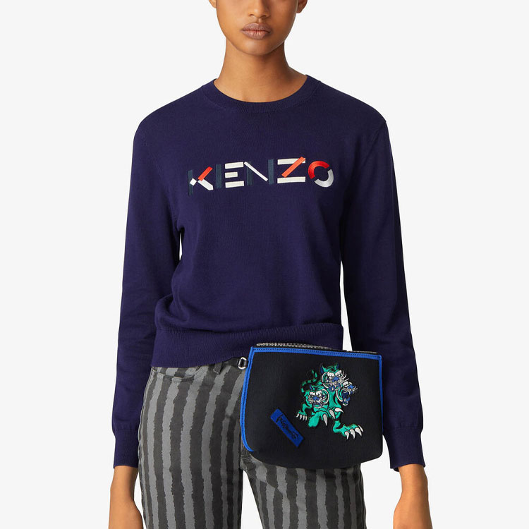 Purchase (W) KENZO SS21 藍色刺繡Logo針織圓領長袖衫 FB52PU5413LA-76