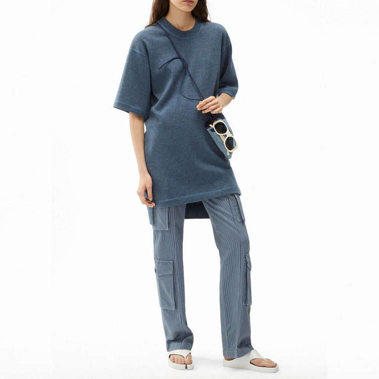 Shop (W) KENZO SS21 深蓝色刺绣虎头针织短袖连衣裙 FB52RO5543AB-67