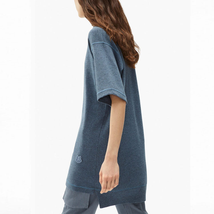 Details for (W) KENZO SS21 深蓝色刺绣虎头针织短袖连衣裙 FB52RO5543AB-67