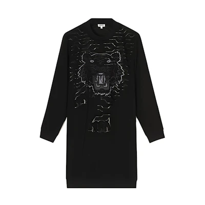 (Women) KENZO SS21 Geo Tiger Graphic Long Sleeve Dress Women’s Black. 2RO199-5AC-K02-99