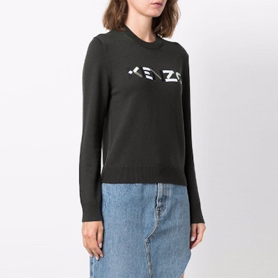 (W) KENZO SS21 그레이 루즈핏 로고 디자인 스웨터. FB62PU6393LA-97 Sizing (W) KENZO SS21 그레이 루즈핏 로고 디자인 스웨터. FB62PU6393LA-97