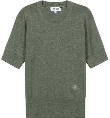 (W) ケンゾー SS21 ライトアーミーグリーン タイガーロゴ 半袖ニットセーター FB52PU5553AB-49 Order (W) ケンゾー SS21 ライトアーミーグリーン タイガーロゴ 半袖ニットセーター FB52PU5553AB-49