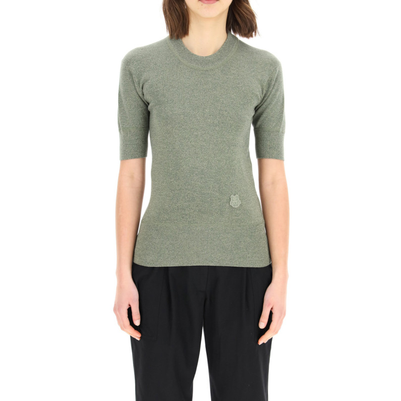 Shop (W) ケンゾー SS21 ライトアーミーグリーン タイガーロゴ 半袖ニットセーター FB52PU5553AB-49