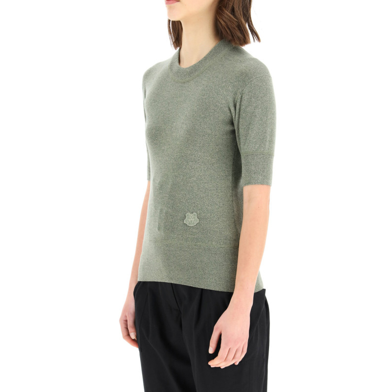 Details for (W) ケンゾー SS21 ライトアーミーグリーン タイガーロゴ 半袖ニットセーター FB52PU5553AB-49