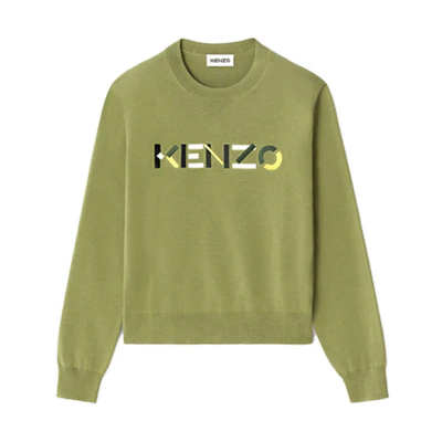 (Women) KENZO SS21 Logo Crew Neck Pullover Knit - Dark Green FB52PU5413LA-49