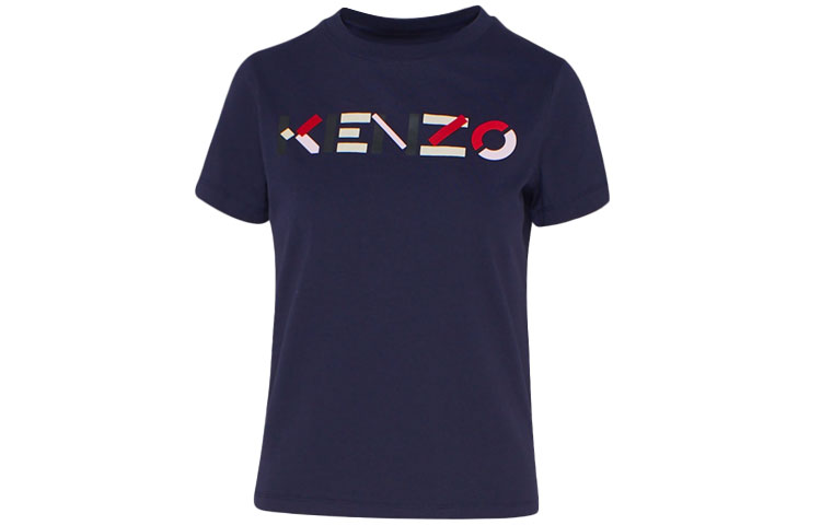 (Women) KENZO SS21 Multicolor Logo Print Navy Blue T-Shirt FB52TS8404SA-76