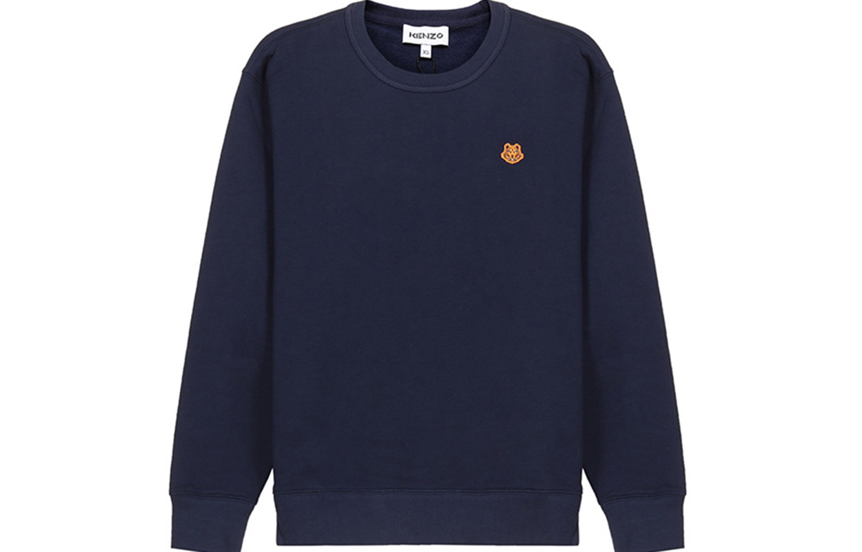 (Women) Kenzo SS21 Navy Blue Long-Sleeve Sweatshirt with Tiger Embroidery FB52SW8204ML-76