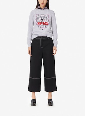 (W) KENZO SS21 Sudadera Gris de Algodón con Tigre Bordado. F952SW7054XA-93 Lookbook (W) KENZO SS21 Sudadera Gris de Algodón con Tigre Bordado. F952SW7054XA-93