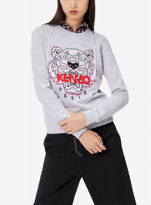 (W) KENZO SS21 Sudadera Gris de Algodón con Tigre Bordado. F952SW7054XA-93 Details for (W) KENZO SS21 Sudadera Gris de Algodón con Tigre Bordado. F952SW7054XA-93