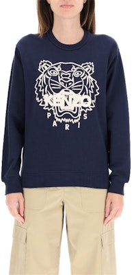 (Women) KENZO SS21 Tiger Logo Crewneck Pullover Sweatshirt Navy Blue FB52SW8244MP-77 Details for (Women) KENZO SS21 Tiger Logo Crewneck Pullover Sweatshirt Navy Blue FB52SW8244MP-77