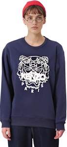 (W) KENZO SS21 타이거 로고 크루넥 풀오버 스웻셔츠 네이비 블루 FB52SW8244MP-77 Sizing (W) KENZO SS21 타이거 로고 크루넥 풀오버 스웻셔츠 네이비 블루 FB52SW8244MP-77