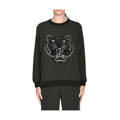 (Women) KENZO SS21 Tiger Logo Sweatshirt Deep Green F762TO0735AC-51