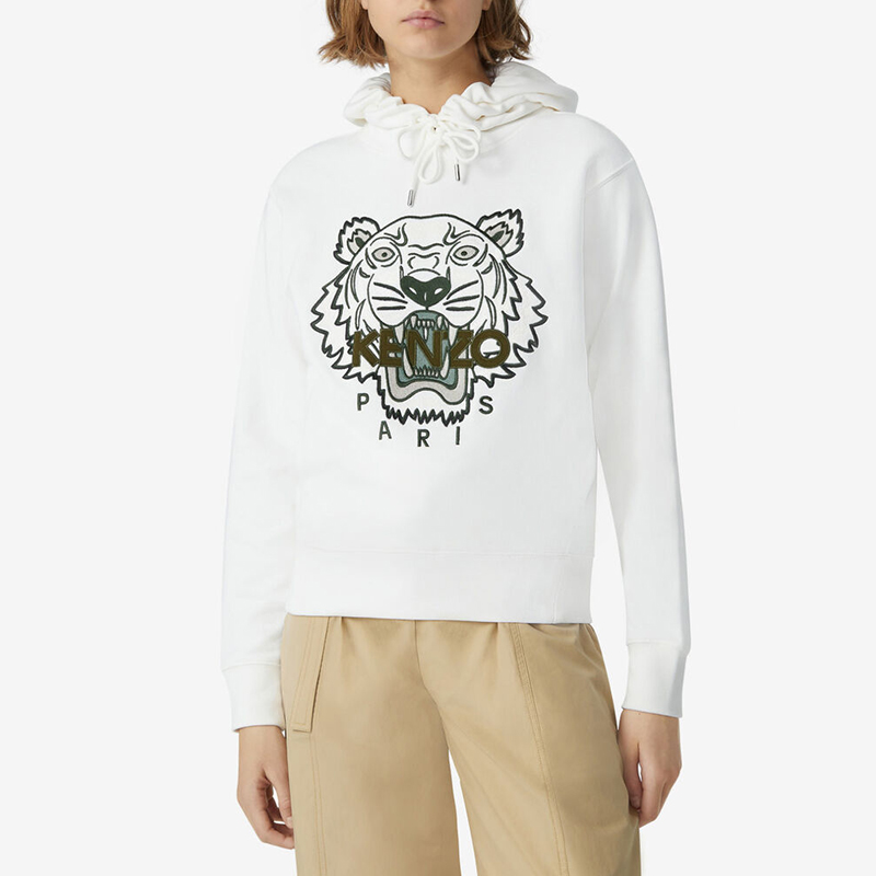 Shop (W) KENZO SS21 白色刺繡虎頭連帽衫 FB52SW8714XA-01B