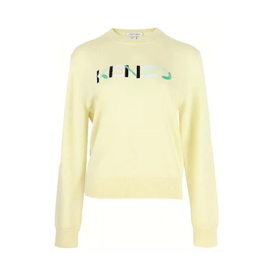 (Women) KENZO SS21 Yellow Animal Print Wool Knit Pullover Sweater. 2PU6393LA-38