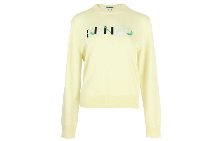 Order (W) KENZO SS21 Sweater Rajutan Wol Kuning Motif Hewan. 2PU6393LA-38