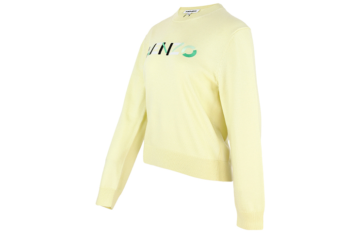 Shop (W) KENZO SS21 Sweater Rajutan Wol Kuning Motif Hewan. 2PU6393LA-38