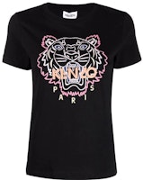 (Women) KENZO SS22 Black Cotton T-Shirt with Tiger Logo and Letter Print. JHC4YG2TS846-99 (Women) KENZO SS22 Black Cotton T-Shirt with Tiger Logo and Letter Print. JHC4YG2TS846-99