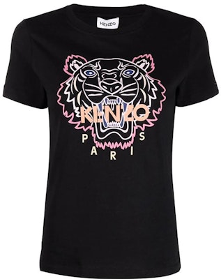 (Women) KENZO SS22 Black Cotton T-Shirt with Tiger Logo and Letter Print. JHC4YG2TS846-99 Buy (Women) KENZO SS22 Black Cotton T-Shirt with Tiger Logo and Letter Print. JHC4YG2TS846-99