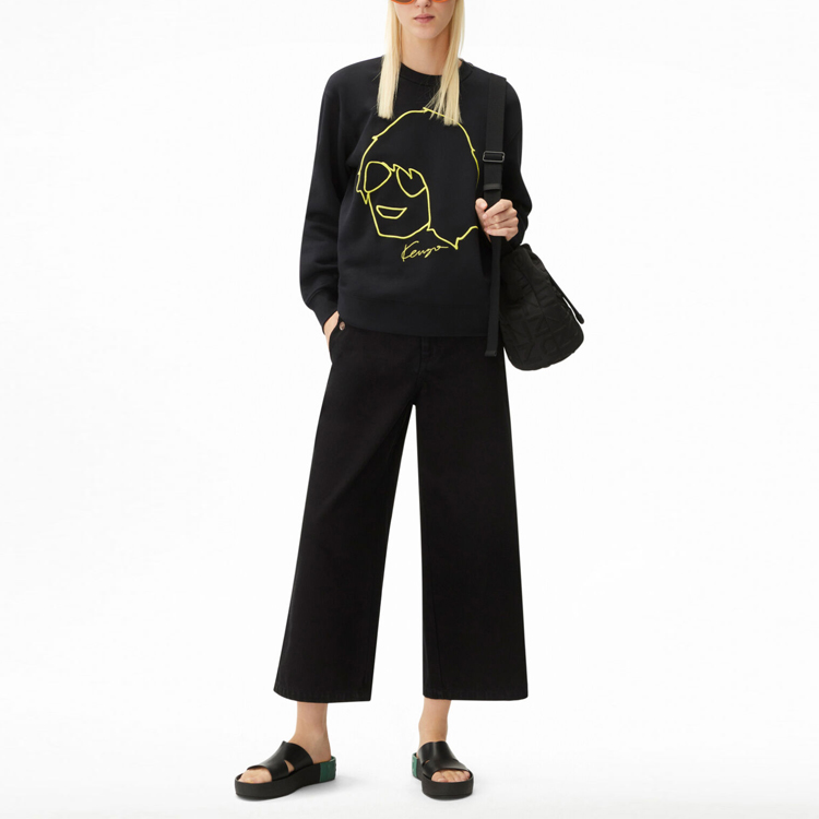 Lookbook (W) KENZO SS22 黑色图案印花圆领卫衣 FC52SW8354ML-99