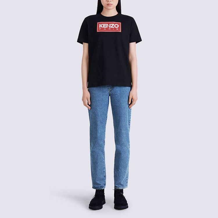 Shop (W) KENZO SS22 Camiseta Negra de Manga Corta con Logo Impreso. FC62TS0104SY-99
