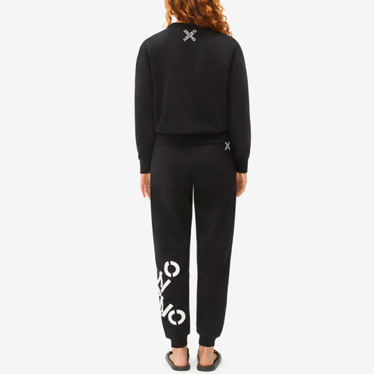 Shop (W) KENZO SS22 블랙 로고 실버 폭스 크루넥 스웨트셔츠 긴팔 FC52SW8484MS-99