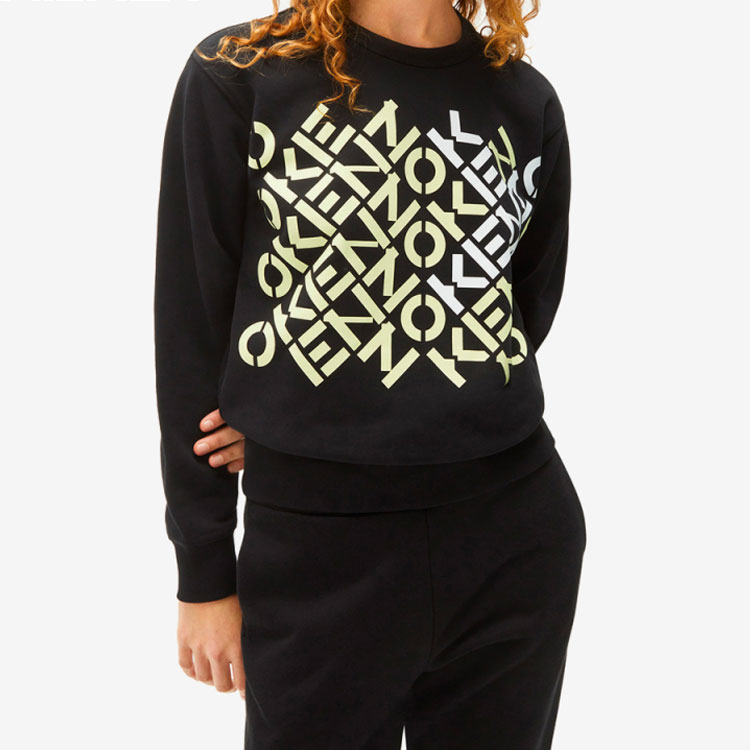 Purchase (W) KENZO SS22 블랙 로고 실버 폭스 크루넥 스웨트셔츠 긴팔 FC52SW8484MS-99
