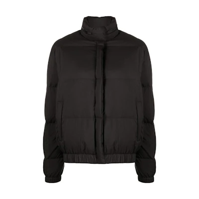 (Women) KENZO SS22 Black Solid Color Cotton Jacket with Stand-Up Collar. FC62OU1139NC-99J