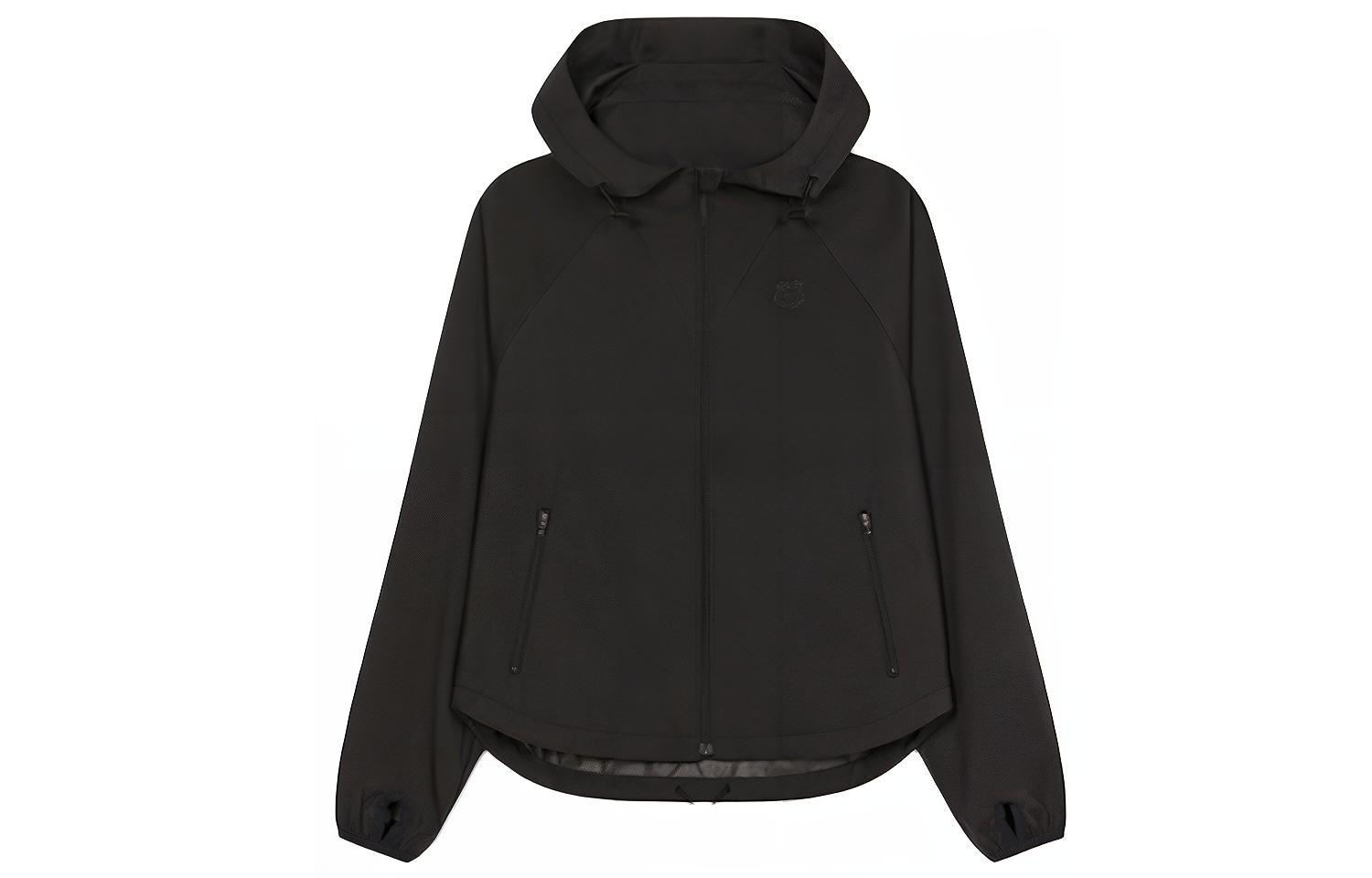 (Women) KENZO SS22  Black Solid Color Zip-Up Hoodie Jacket FC52BL1319NU-99