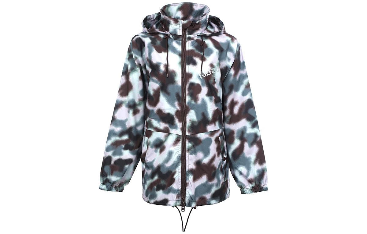 (Women) KENZO SS22  Blue Camo Zip-Off Hooded Jacket. FC52BL137564-23