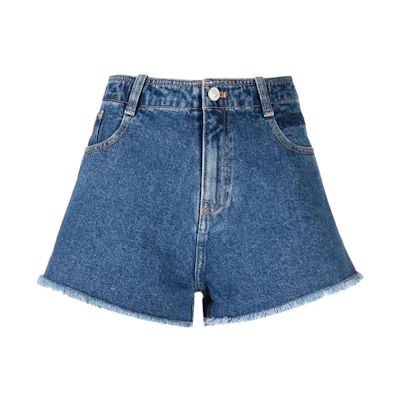 (Women) KENZO SS22 Blue Denim Shorts with Logo Embroidery. FC52DS2116EA-76