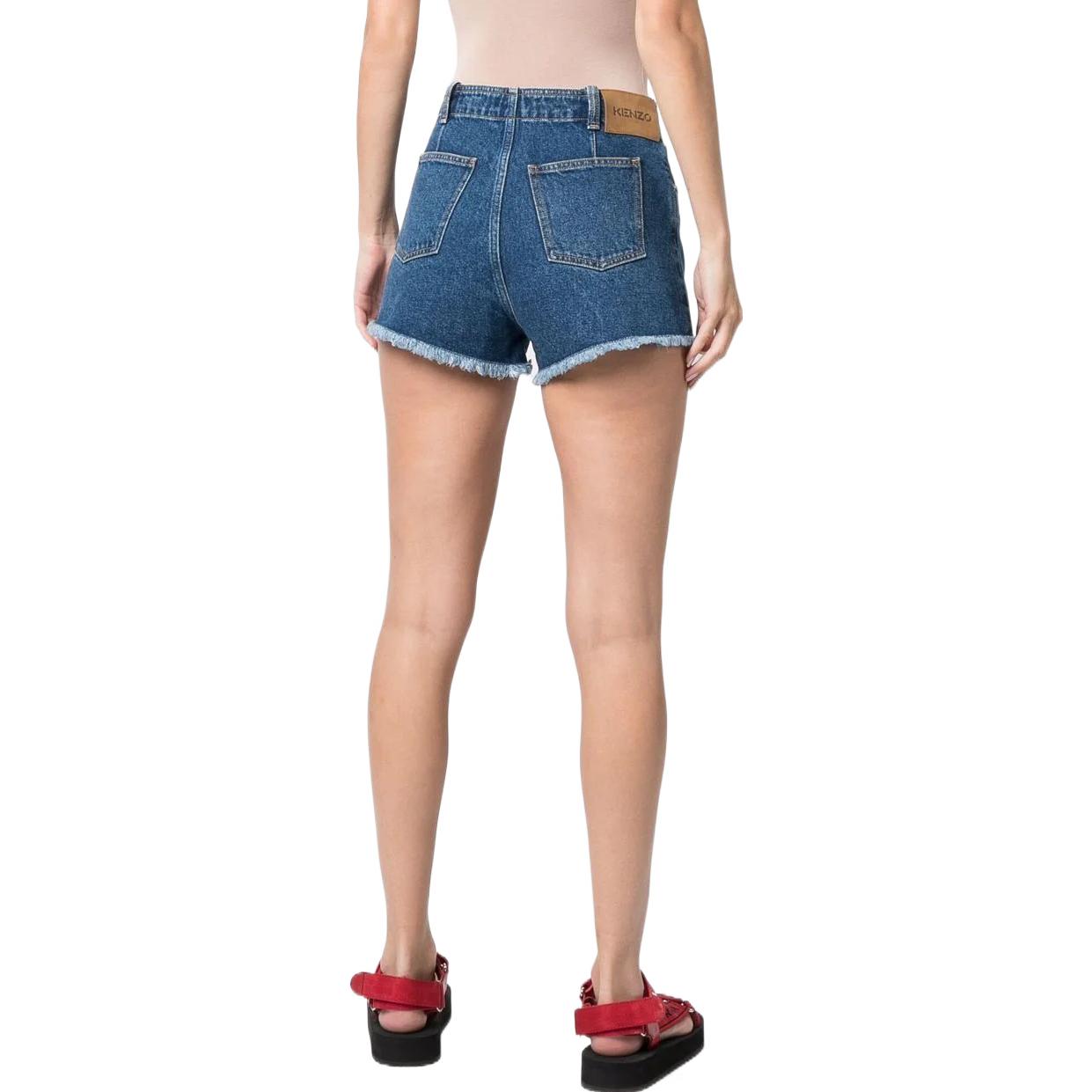 Purchase (Women) KENZO SS22  Blue Denim Shorts with Logo Embroidery. FC52DS2116EA-76
