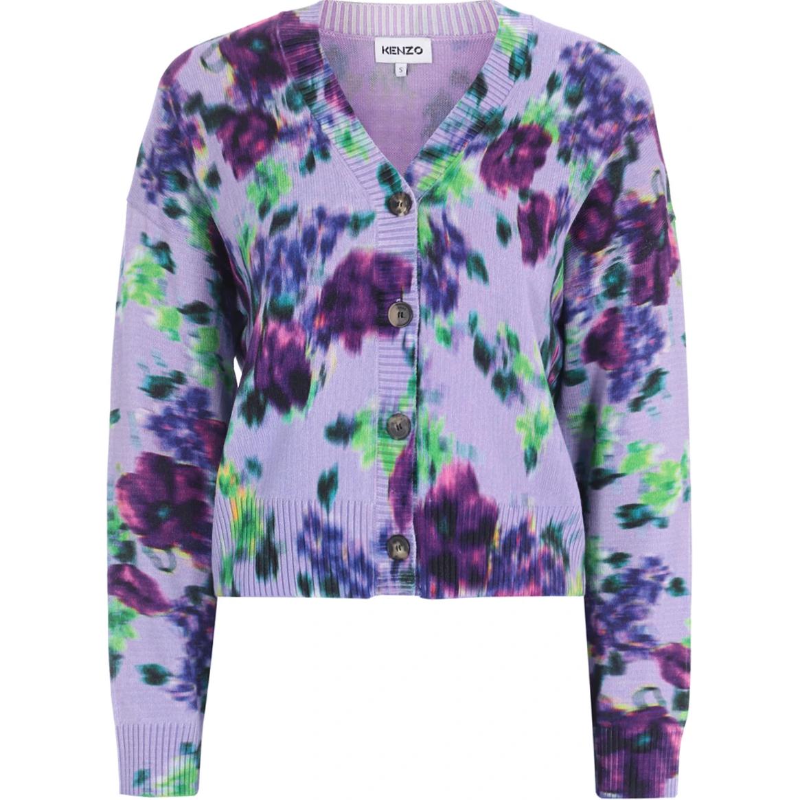 (Women) KENZO SS22  Floral Inlay Knit Cardigan Light Purple. FC52CA6543CA-66