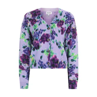 (Women) KENZO SS22 Floral Inlay Knit Cardigan Light Purple. FC52CA6543CA-66
