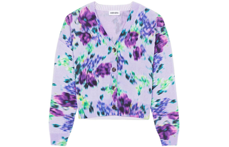 Order (W) KENZO 春夏22 花卉嵌饰针织开衫浅紫色 FC52CA6543CA-66