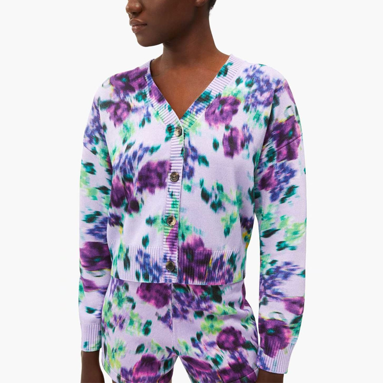 Purchase (W) KENZO 春夏22 花卉嵌饰针织开衫浅紫色 FC52CA6543CA-66