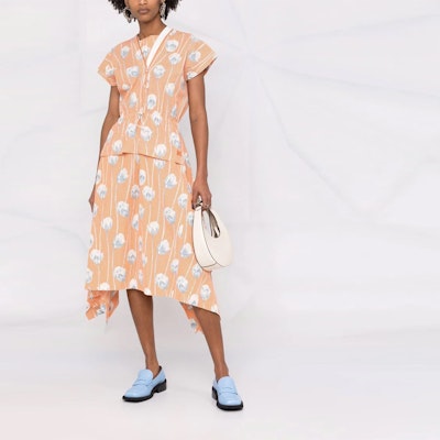 (W) KENZO SS22 Floral Plaid Dress Lengan Pendek Kuning Muda. FC52RO0599S7-16 Lookbook (W) KENZO SS22 Floral Plaid Dress Lengan Pendek Kuning Muda. FC52RO0599S7-16