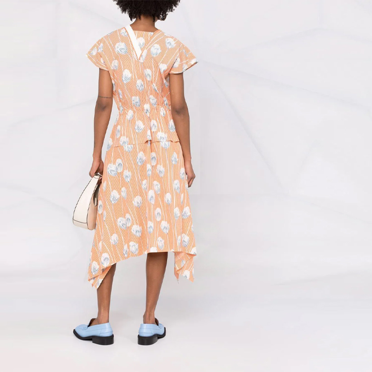 Shop (W) KENZO SS22 Floral Plaid Dress Lengan Pendek Kuning Muda. FC52RO0599S7-16