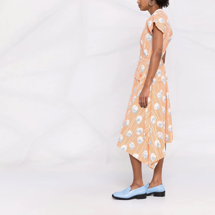 Purchase (W) KENZO SS22 Floral Plaid Dress Lengan Pendek Kuning Muda. FC52RO0599S7-16