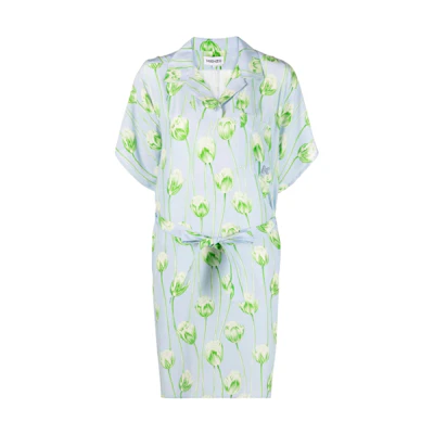 (Women) KENZO SS22 Floral Print Short Sleeve Shirt Dress Light Blue FC52RO071517-63