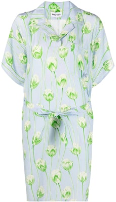 (W) KENZO SS22 Gaun Kemeja Motif Bunga Lengan Pendek Biru Muda FC52RO071517-63 Order (W) KENZO SS22 Gaun Kemeja Motif Bunga Lengan Pendek Biru Muda FC52RO071517-63