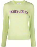 (Women) KENZO SS22 Green Knit Pullover Sweater with Logo Embroidery. FC52PU6833LA-57 (Women) KENZO SS22 Green Knit Pullover Sweater with Logo Embroidery. FC52PU6833LA-57