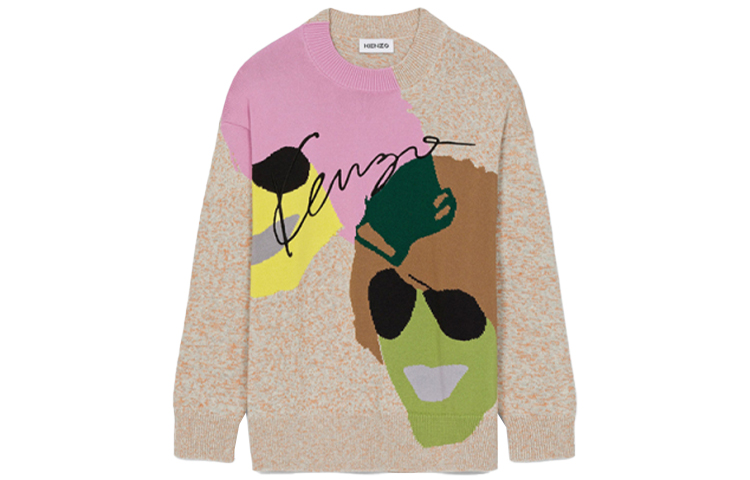 (Women) KENZO SS22  Light Grey Wool Sweater with Avatar Graphic Design. FC52PU6613CF-93 圖 2