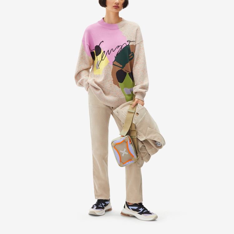 (Women) KENZO SS22  Light Grey Wool Sweater with Avatar Graphic Design. FC52PU6613CF-93 圖 3
