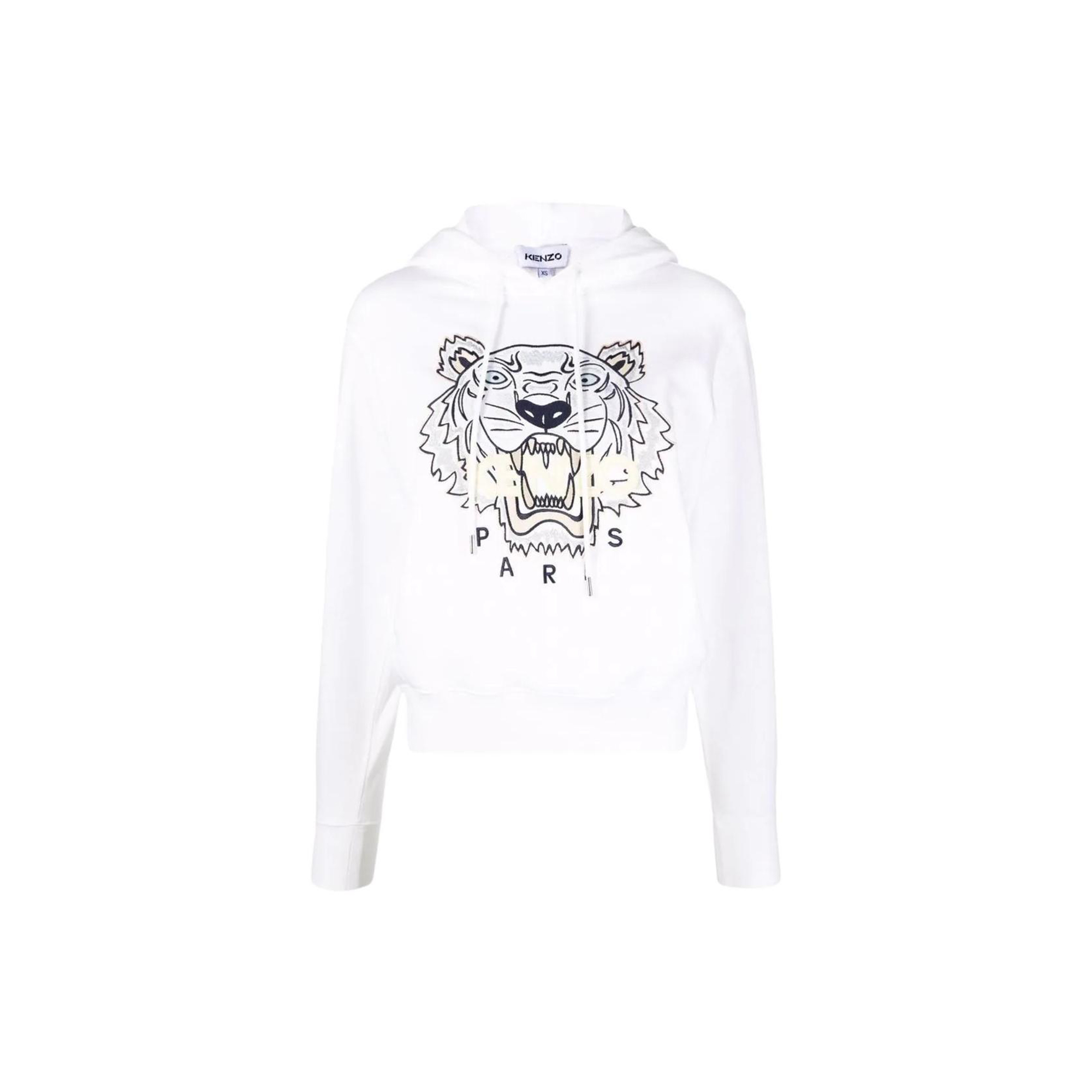 (Women) KENZO SS22  Logo Embroidered Cotton Hoodie - White FC52SW8714XL-01B