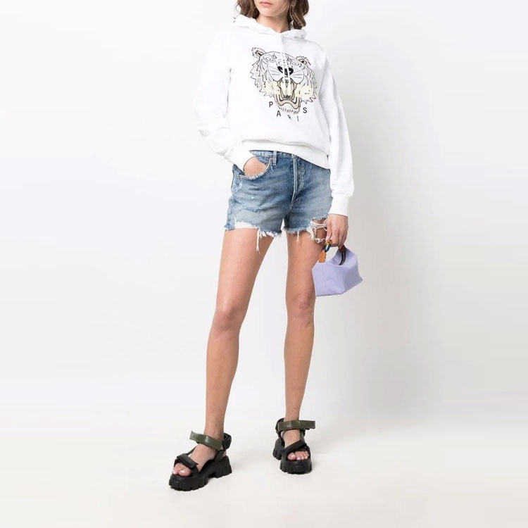 (Women) KENZO SS22  Logo Embroidered Cotton Hoodie - White FC52SW8714XL-01B 圖 3