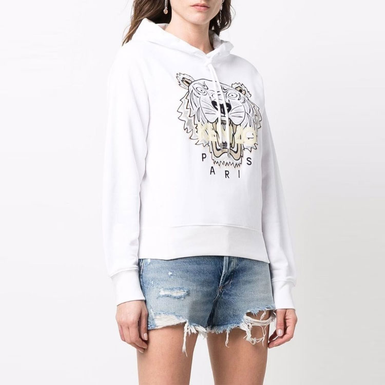 (Women) KENZO SS22  Logo Embroidered Cotton Hoodie - White FC52SW8714XL-01B 圖 5