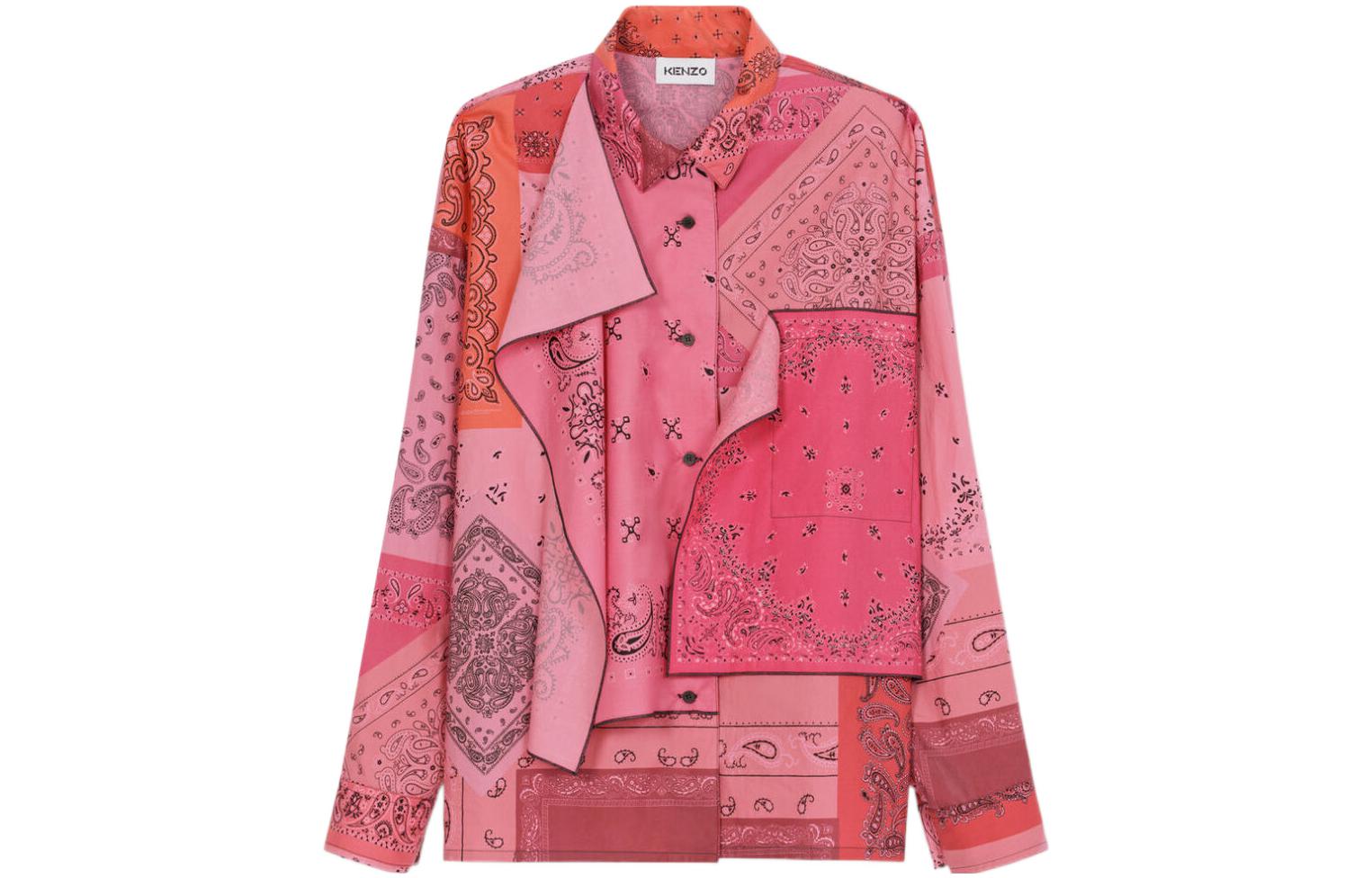 Order (W) KENZO SS22 Camisa Rosa de Manga Larga con Estampado y Cuello. FC52CH0519S5-26